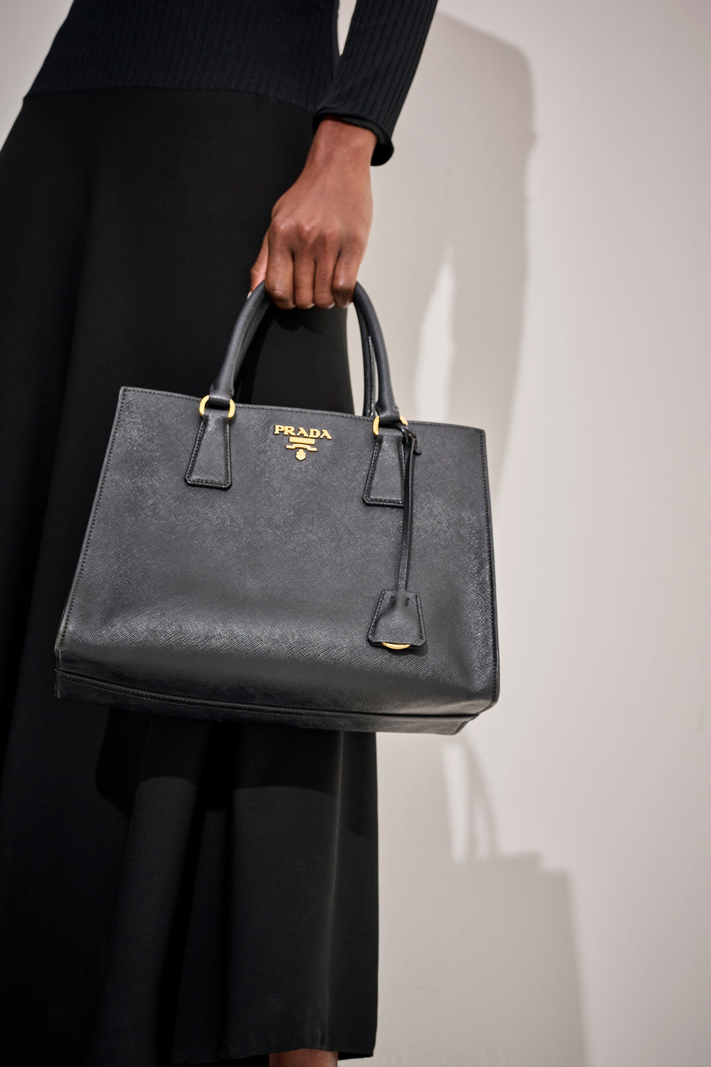 Prada Navy Blue Leather Tote Bag
