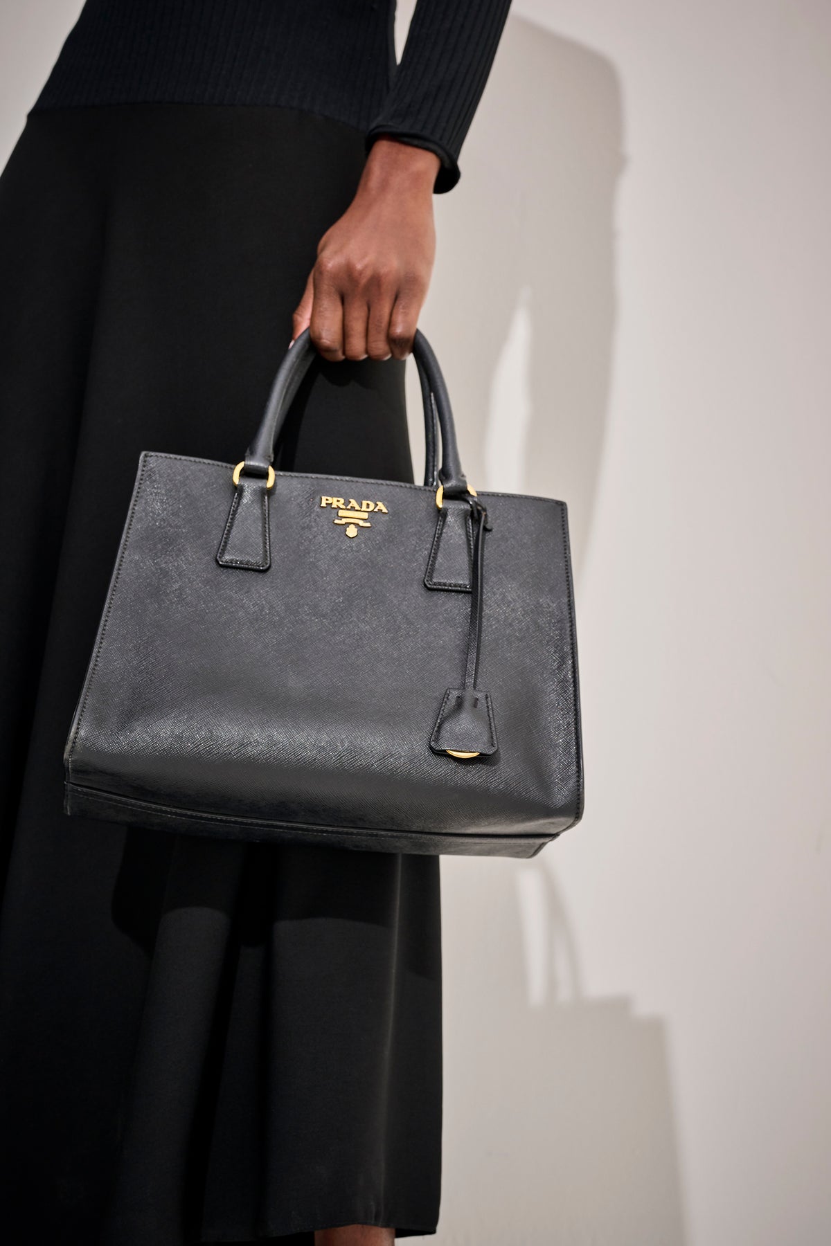 Prada Navy Blue Leather Tote Bag