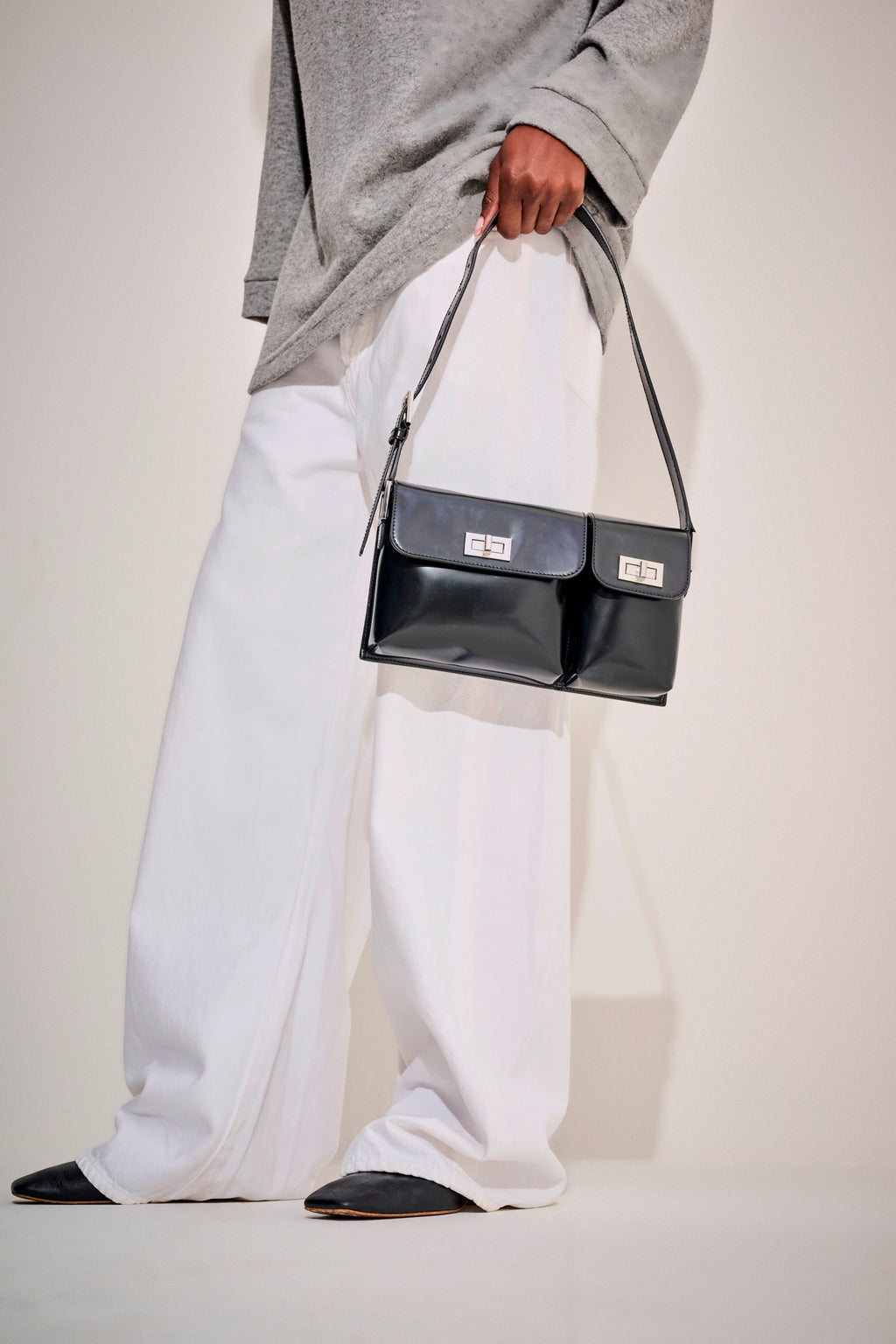 By Far Black Leather Shoulder Bag