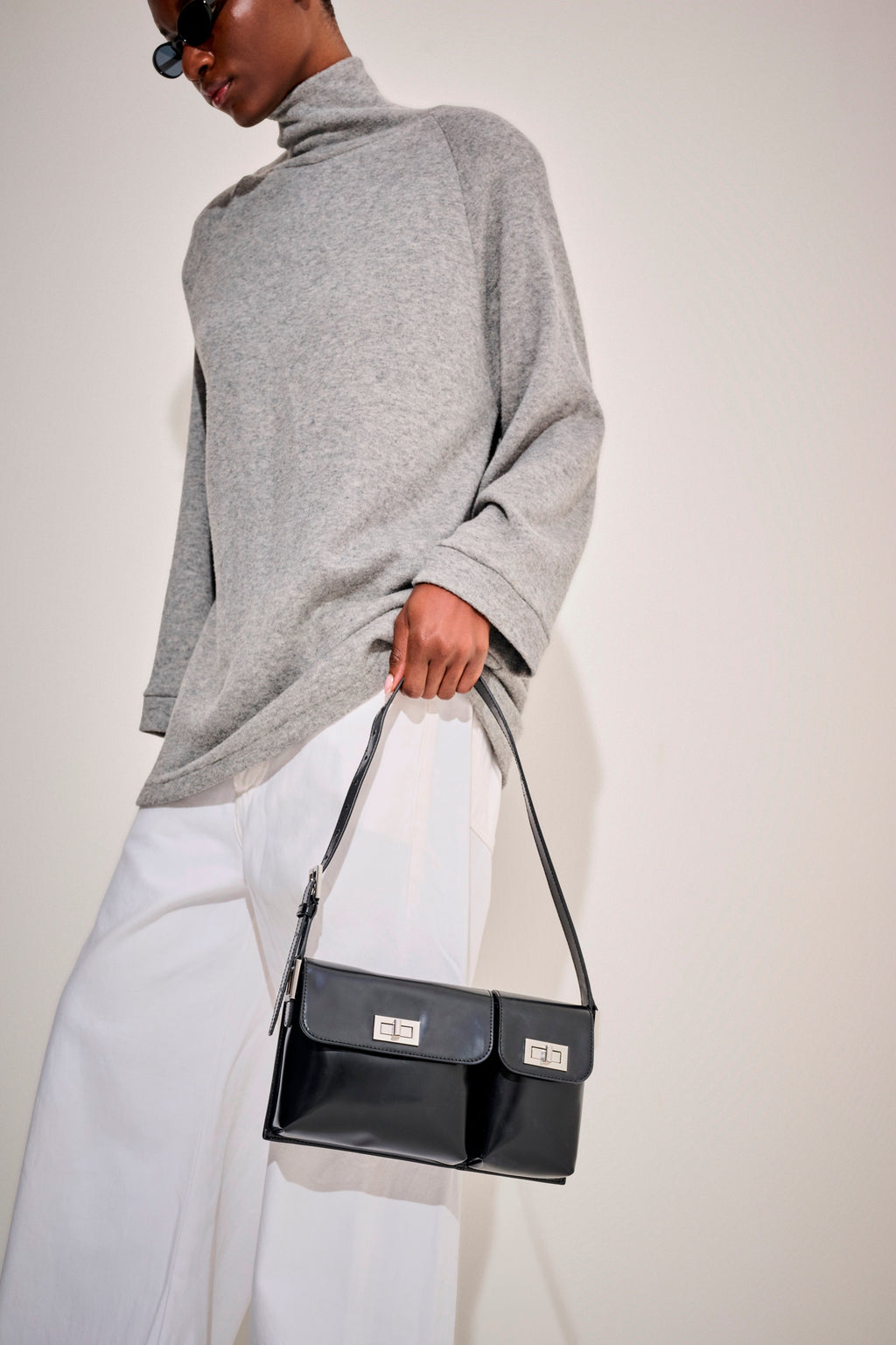By Far Black Leather Shoulder Bag