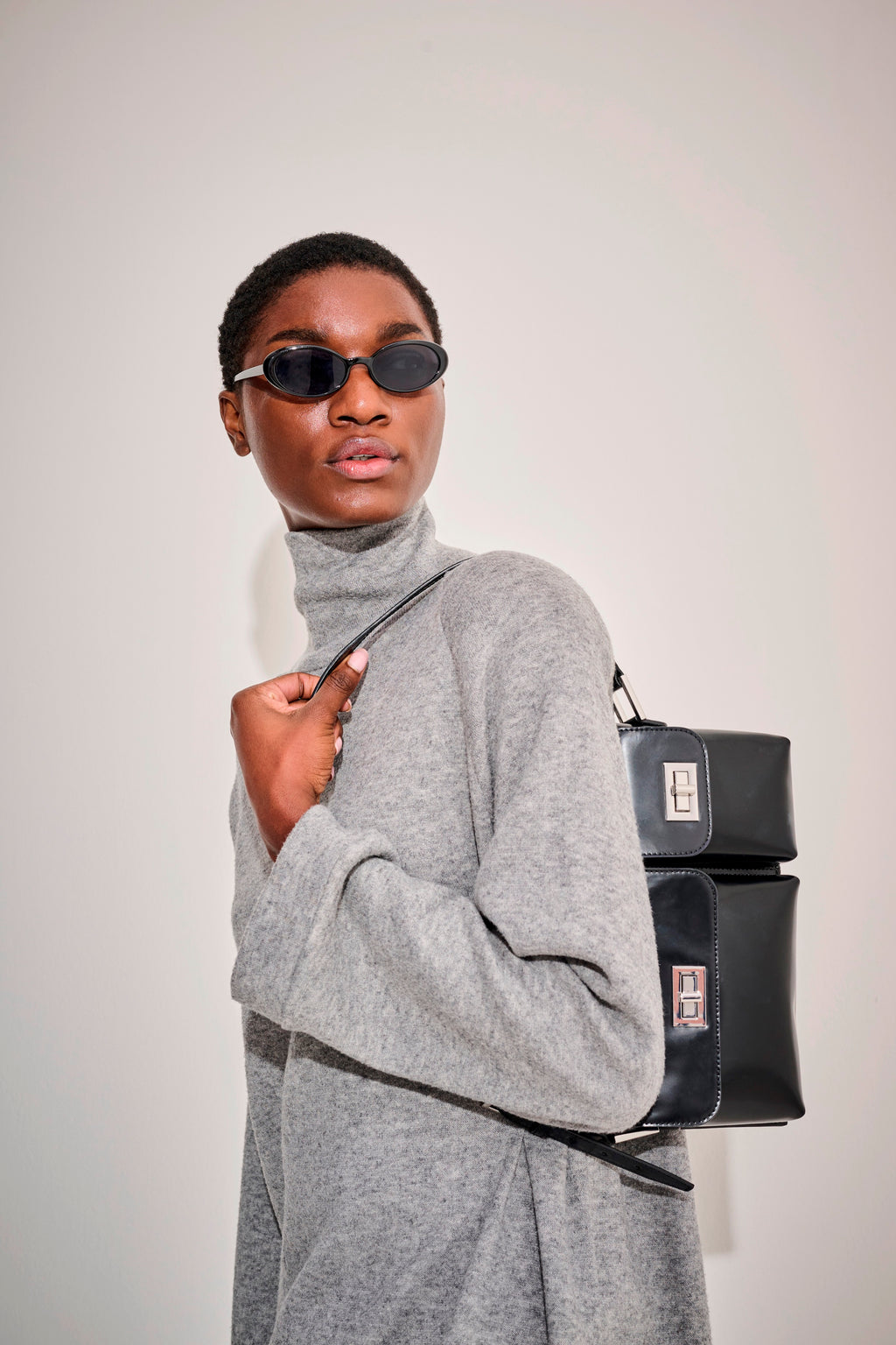 By Far Black Leather Shoulder Bag