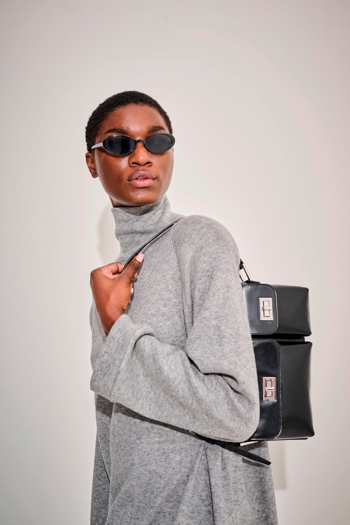 By Far Black Leather Shoulder Bag