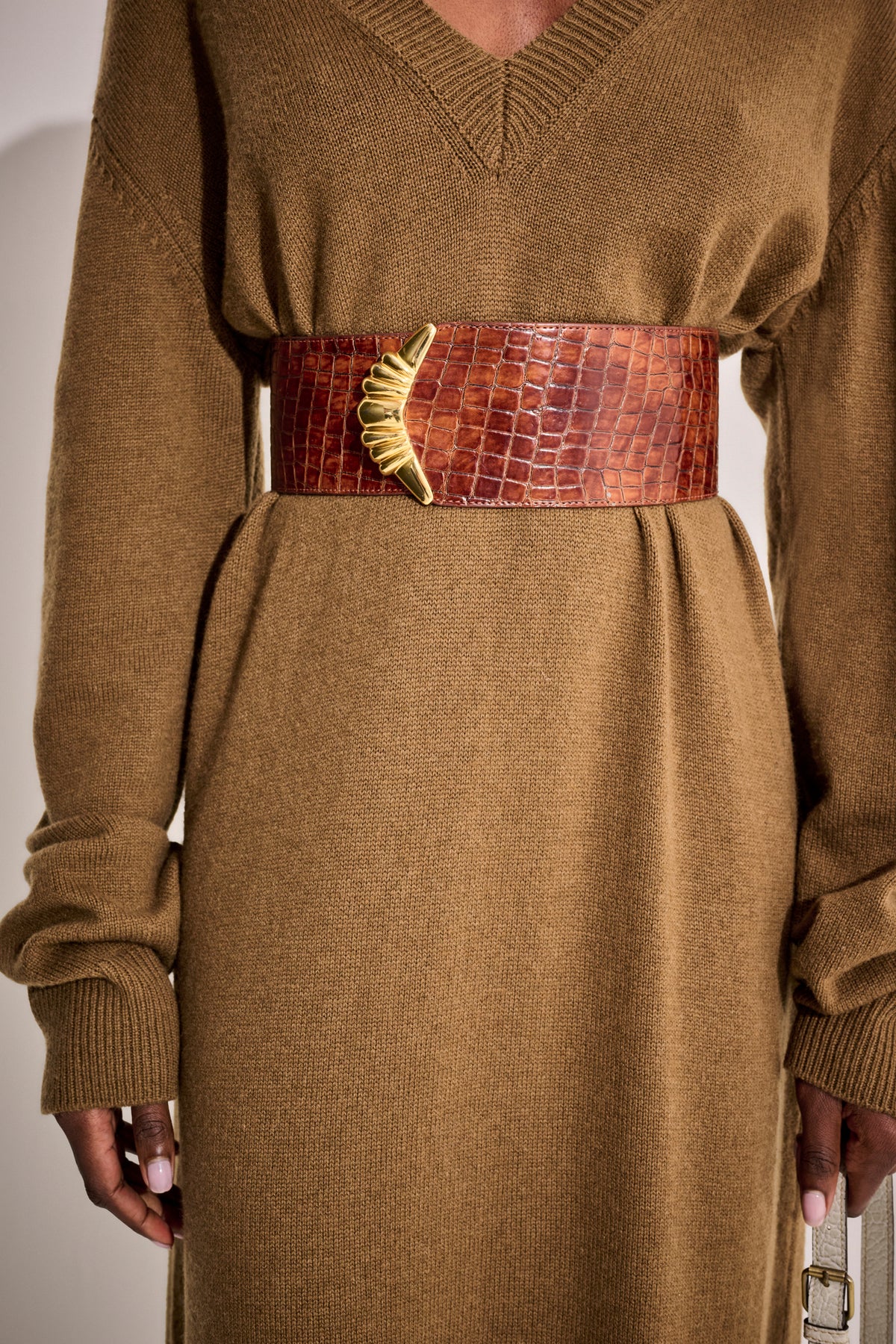 Vintage Leather Belt with Gold Buckle